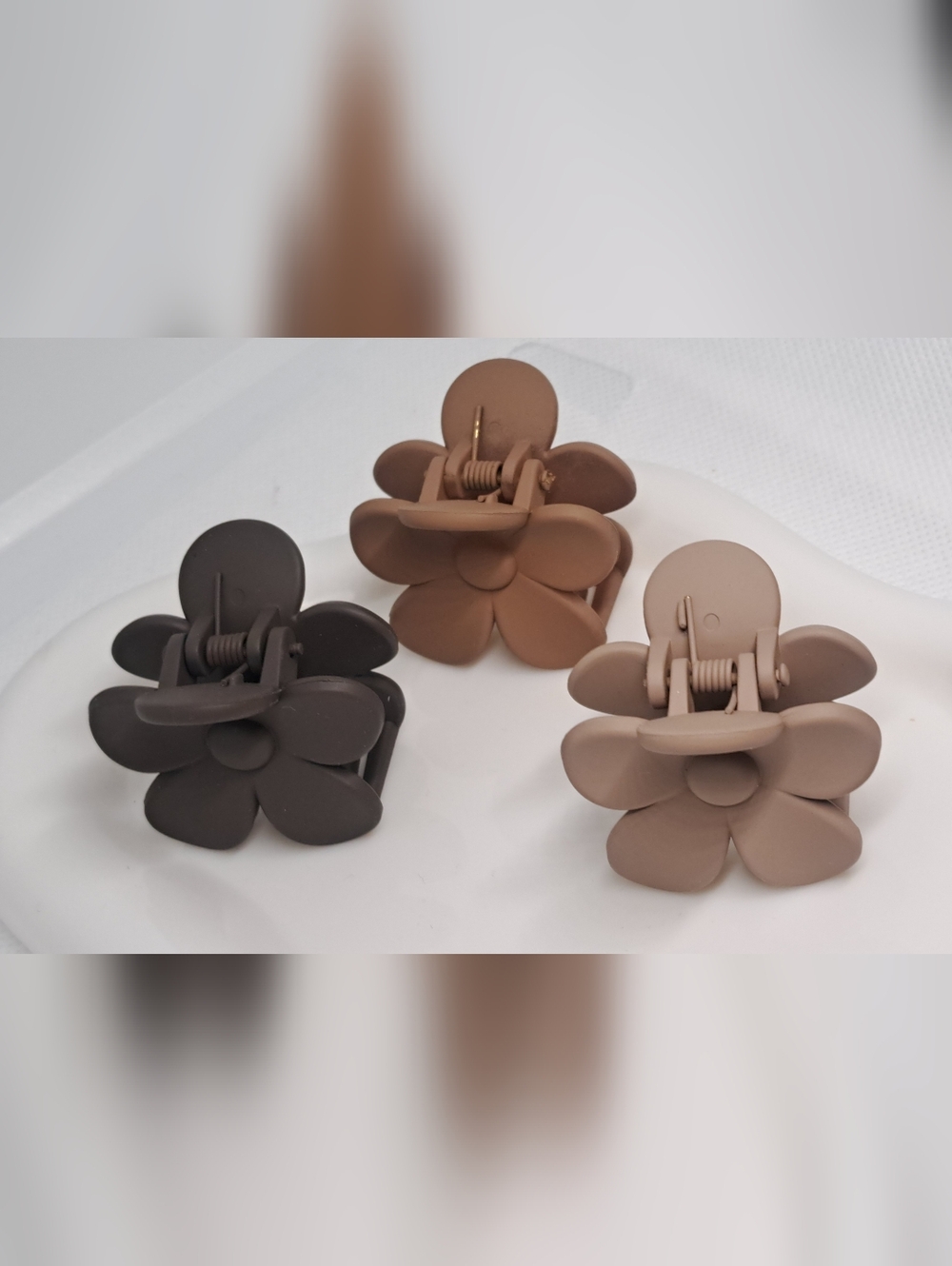 Matte Taupe Flower Hair Claw Clips - Set of 2